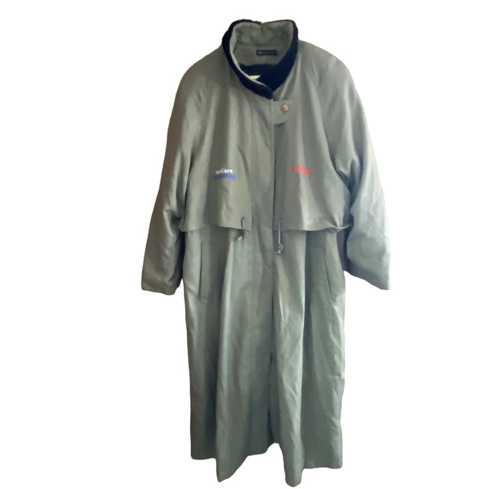 VTG Y2K Fleet Street Trench Coat Women 10 Olive Preppy Utility Zip Out Liner 90s